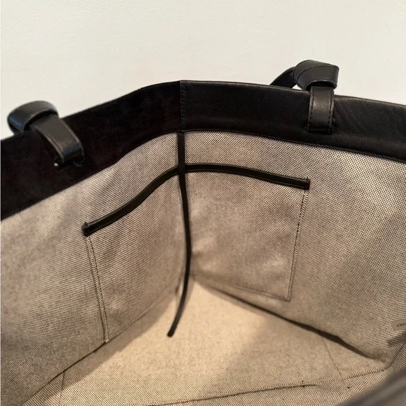 STAUD IDA Tote bag in calf leather and suede black medium large designer classic - Picture 13 of 15